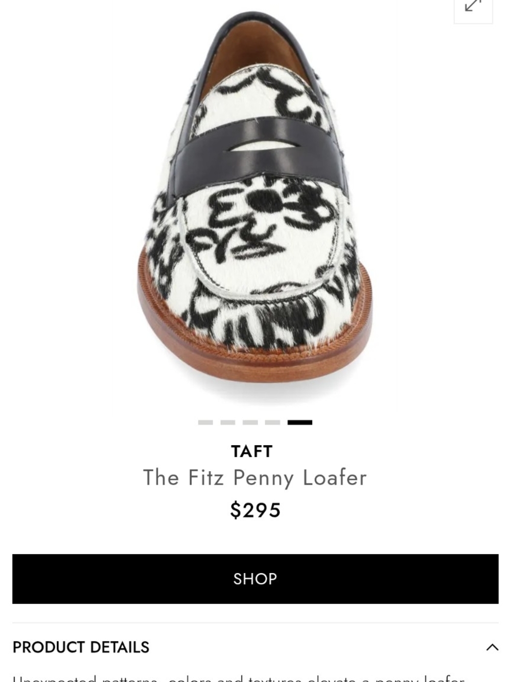 TAFT The Fitz Penny Loafer - Black & White Floral